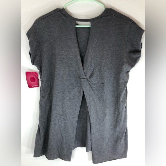 Charcoal Graphic Tee with Twist Cutout Back Detail Junior XL NWT - Picture 2 of 3